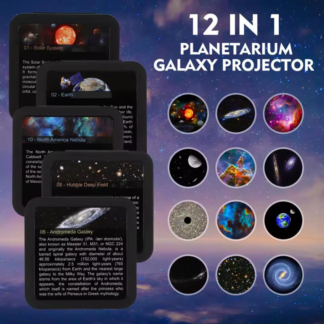 Galaxy Projector, 12 Slides, 360˚ Rotation, Night Light